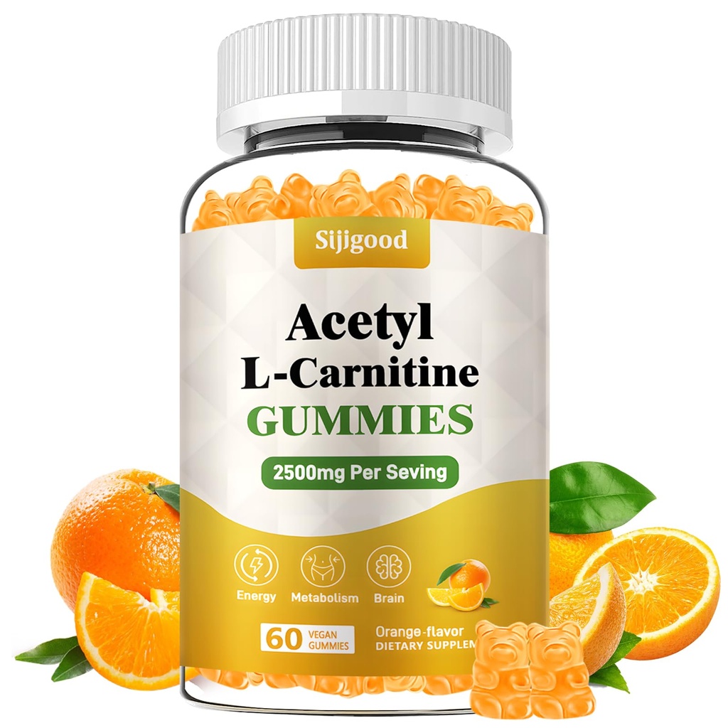 Acetyl L-Carnitina Supliment, Supliment nutritiv natural pentru stimularea energiei, Imunitate, Vegan, Orange Flavor, 60 Conte
