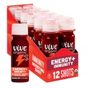 Vive Organic Energy Shot + Immune Support, Immune Defense with Ashwagandha, Green Tea & Cofeina, Gluten Free, Vegan, Energy and Focus, 2 Fl Oz (Pachet de 12)