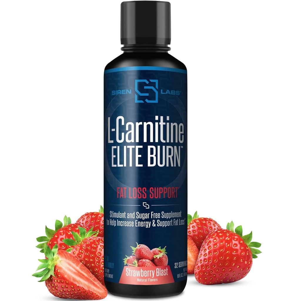 L-Carnitine Elite Burn lichid Keto Fat Burner și Metabolism Activator - Suport pierdere de grăsime Keto pierdere in greutate crestere energie - Stimulant gratuit - Strawberry Blast 3000mg (32 Servings)