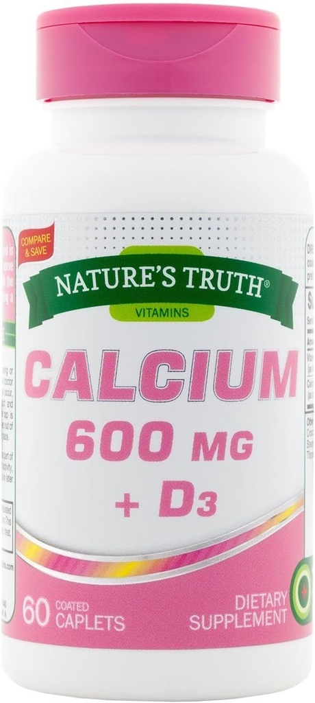 Adevărul naturii Calciu 600 mg + D3-60 Caplete acoperite, ambalaj de 2