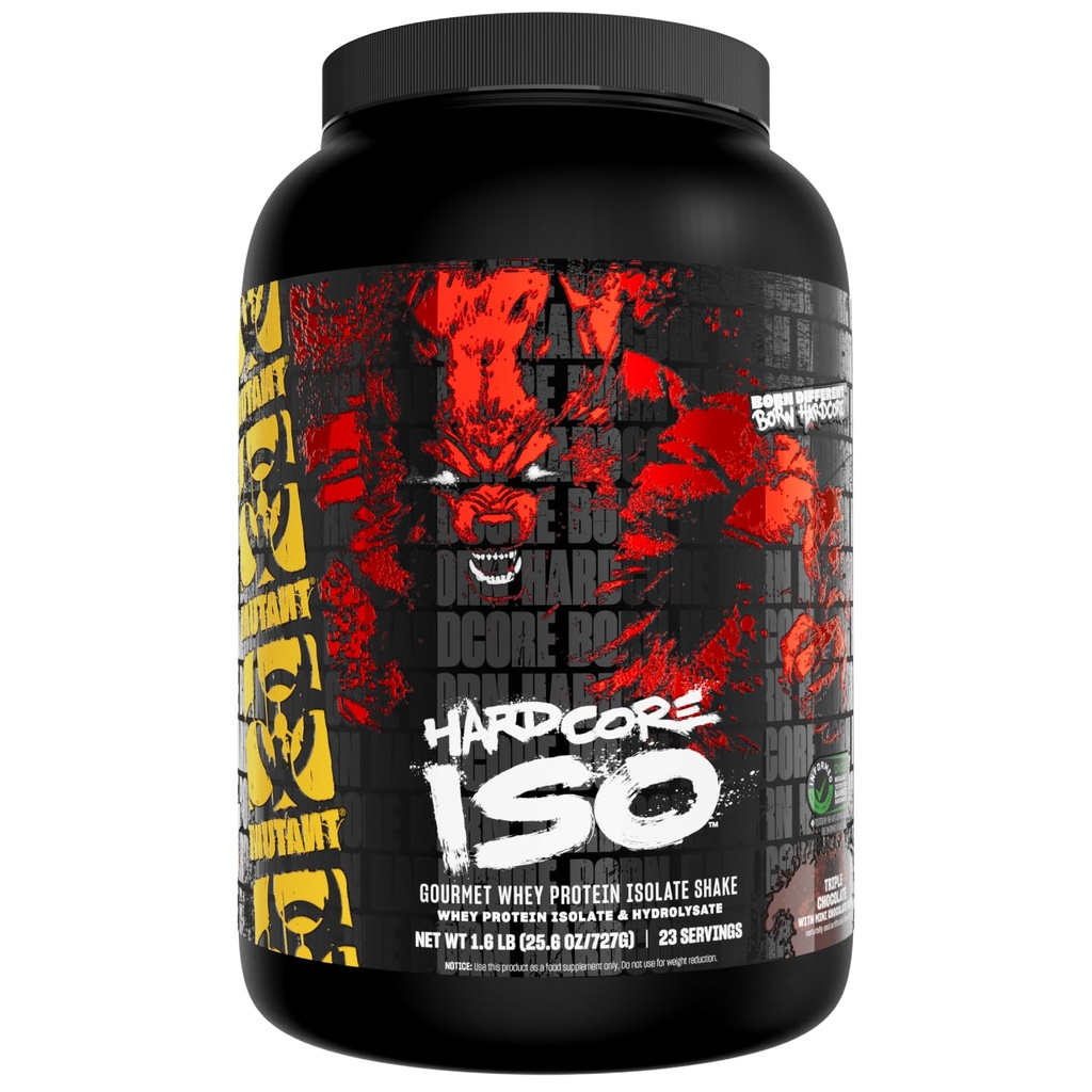 Mutant ISO Surge Whey Proteine Powder Acts Rapid pentru a ajuta la recuperarea, construirea musculare, vrac și puterea, utilizează numai ingrediente, 1.6 lb - ciocolată triplă