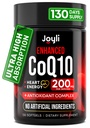 CoQ10 200MG - Co Q10, 200mg Softgels pentru Heart Health & Energy Production - Enhanced Co Q 10 Supliment cu antioxidanți și ulei de in - CoQ10 200 mg per Serving