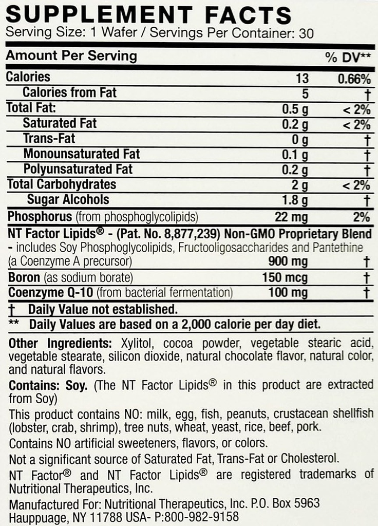 Terapice nutritionale - Factorul NT cu CoQ10 100 MG 30 Ciocolată masticabilă