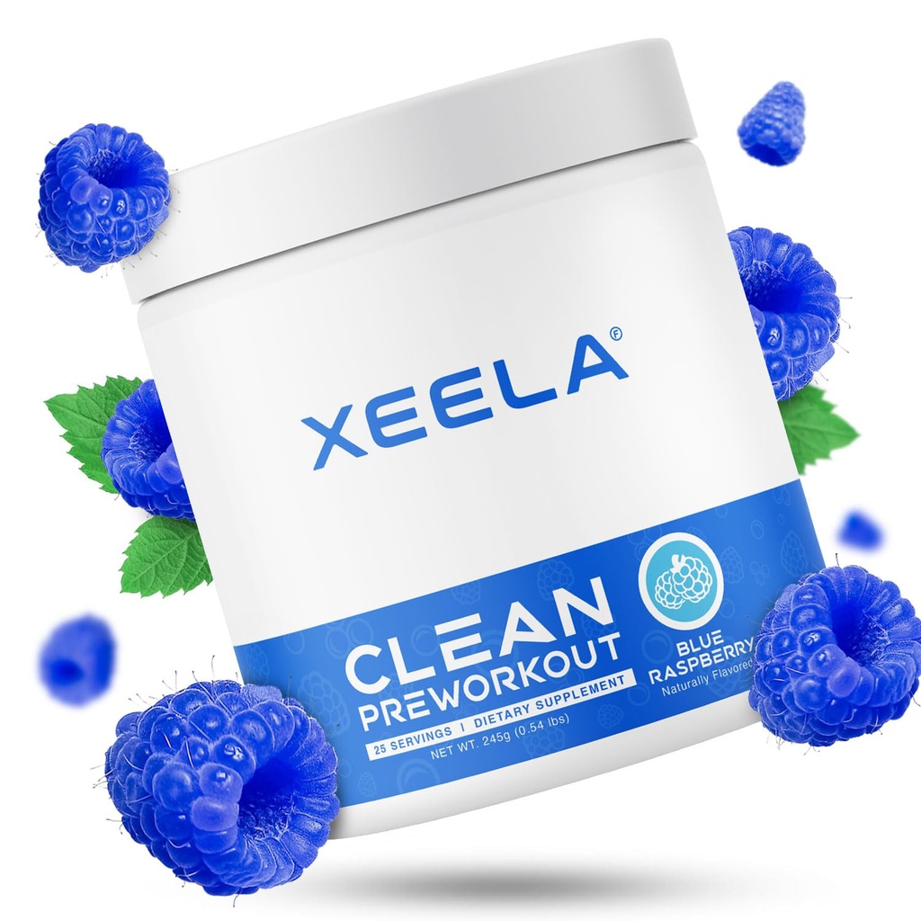 XEELA Pre Workout pulbere - curat și testat - Jitter gratuit, sigur, și naturale - Creșterea energiei termogenice, focus, și rezistenta w/Creatine, Cafeina organică, și plante pe bază de citrullină (Zmeură albastră)