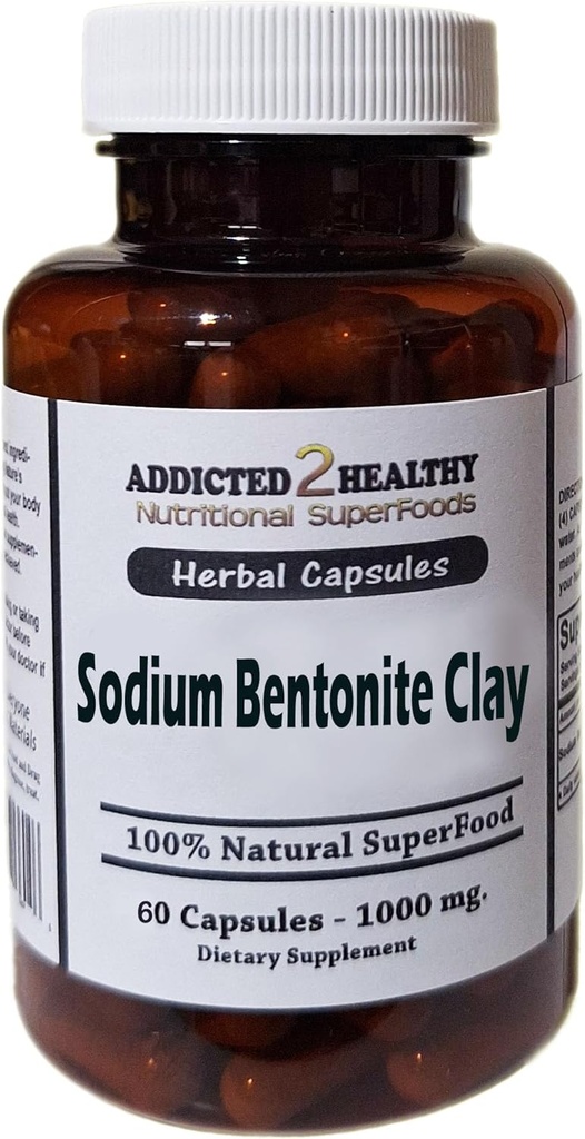 Produse alimentare Bentonita de sodiu capsule de pulbere de Clay (1000 mg) 60 Număr de 2 Sanatos