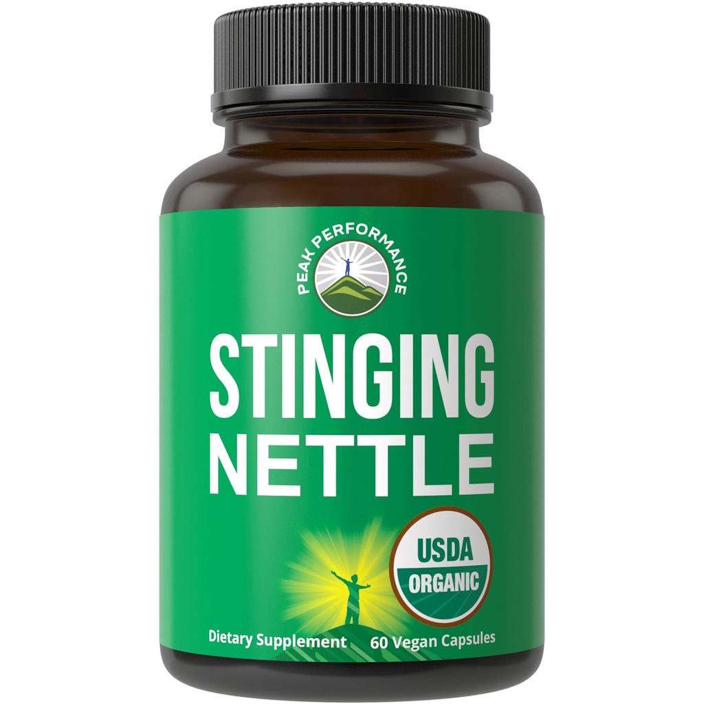 USDA Organic Stinging Nettle Vegan Capsule realizate cu Stinging Nettle Leaf pulbere pentru prostata, parul de crestere, alergie. Mai bine decât rădăcină sau extract de semințe. Suplimente Herb pe bază de plante, 60 pastile