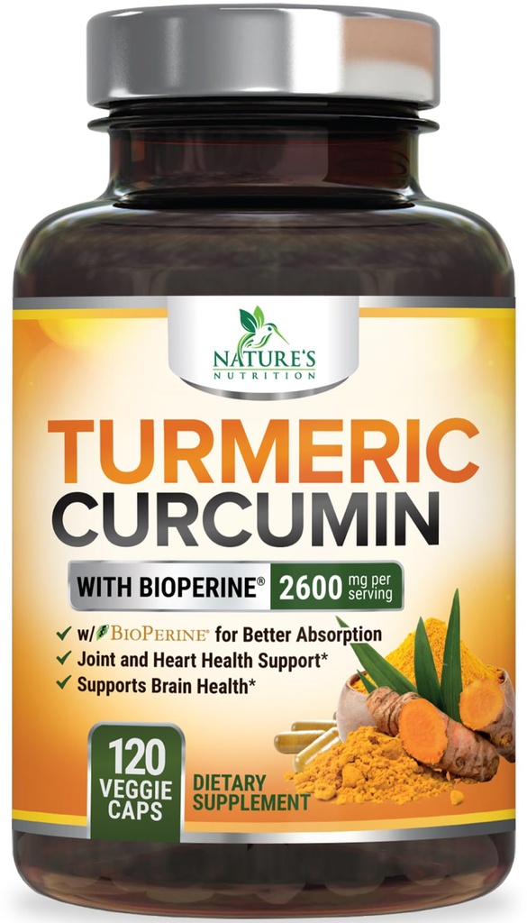 CurcuminÄ turmeric Supliment 2600 mg - 95% Curcuminoide cu Turmeric organic & BioPerine Black Pepper extract pentru cea mai buna absorbtie, Natural Vegan comun suport, Non-GMO, îmbuteliat în Statele Unite ale Americii - 120 capsule