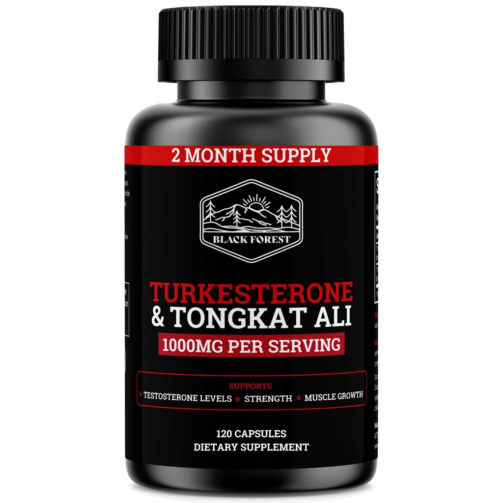 Black Forest Turkesteron Tongkat Ali Supliment 1000mg per Serving (Max Puritate 95%) Turkesteron Supliment pentru bărbați (Tongkat Ali pentru bărbați Longjack 200:1) Similar cu Tongkat Ali Fadogia Agrestis