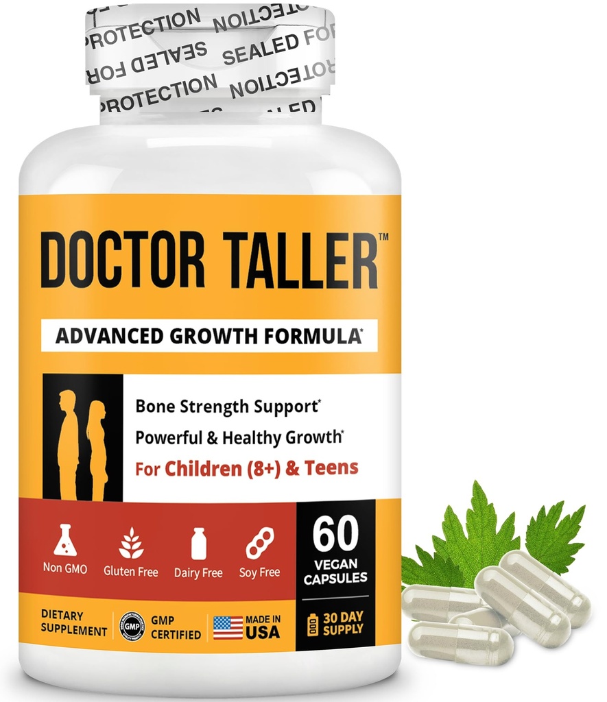 NuBest Doctor Taller - Suporturi de rezistență osoasă, Îmbunătățiți sistemul imunitar - Keto cu calciu, vitamina D3, vitamina K2, aminoacizi și plante aromatice pentru copii (8+) - 60 capsule Vegane 