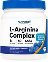 Nutricost L-Arginină Complex (Zmeură albastră, 60 Serviri) - Gluten gratuit, non-GMO