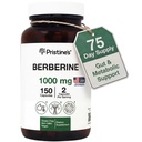 Capsulele suplimentare Berberine ale PRISTINE - 1000 MG 75 Day Supply 150 Capsule - Inimă, şi Imunitate Suport pentru sănătate Antioxidant - Digestive Tract & Healthy Gut Flora Support