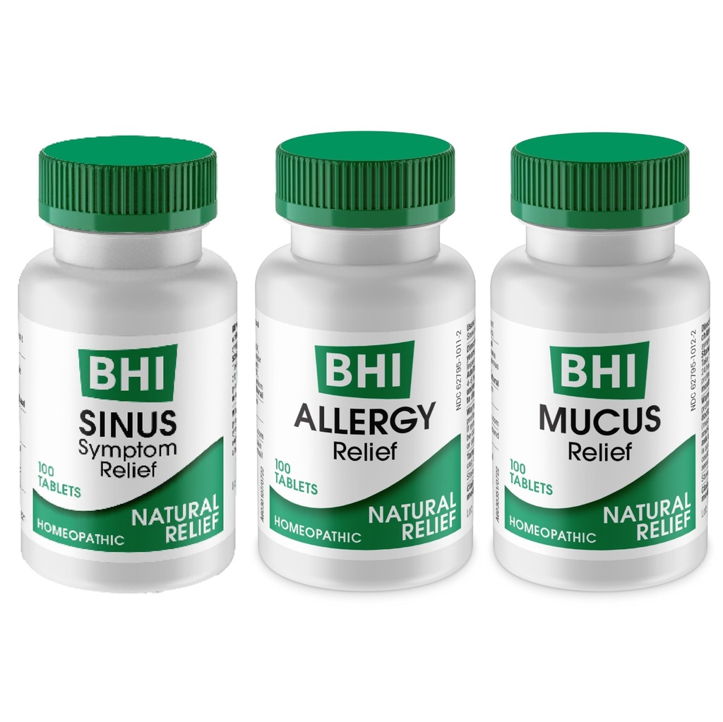 MediNatura BHI Multi Symptom Flare-Up Defense Bundle Sinus Relief Tablets (100) Mucus Relief Tablets (100)