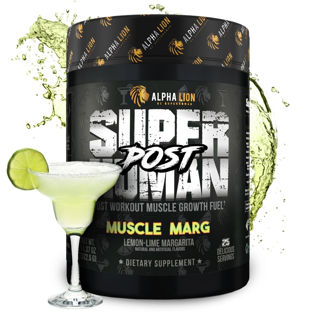 Alpha Lion Superuman Post Workout Powder, Muscle Builder Drink, Creatine Monohidrat + Mai mult pentru Lean musculare de creştere, Putere & Volum, Supliment pentru femei & bărbaţi (25 Serviri, musculare Marg)