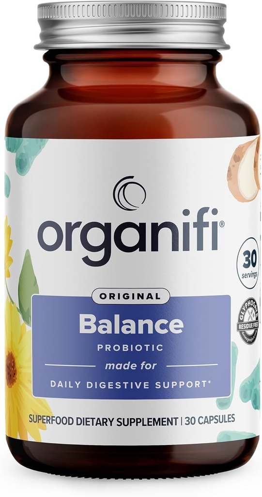 Organifi Balance Probiotice pentru sanatate digestiva - 5 Strine rezistente, 30 capsule Vegane