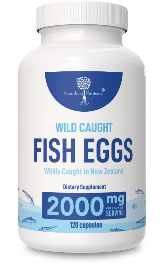Ouă sălbatice de pește capturat 2.000 mg - Omega 3 Supliment pentru ochi, sănătate cerebrală, susține imunitate, oase și dinți, suport de mood cu Omega 3-6-9 capsule de pește ou