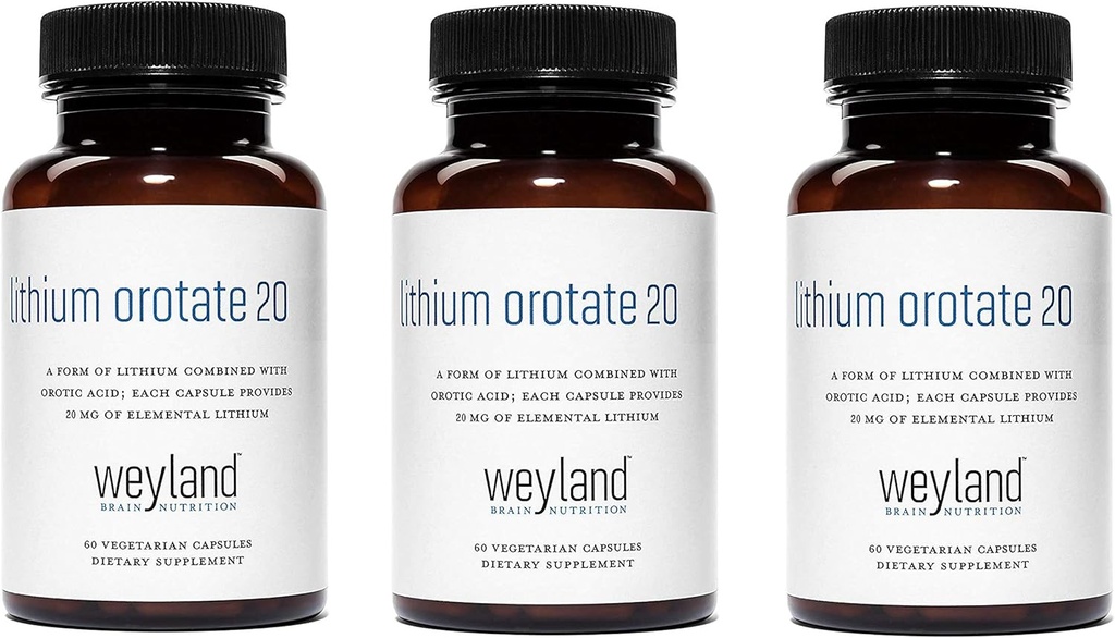 Litiu Orotat 20mg (3 flacoane), 180 capsule vegetariene