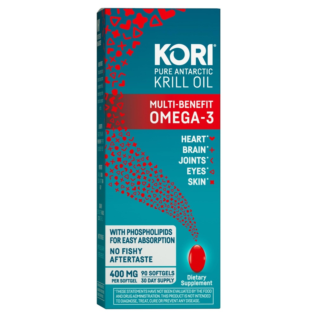 Kori Krill ulei Omega 3 Supliment, Antarctic ulei Krill cu absorbţie superioară vs ulei de peşte Alternative, 400 mg Softgels, 90 Softgels, EPA & DHA