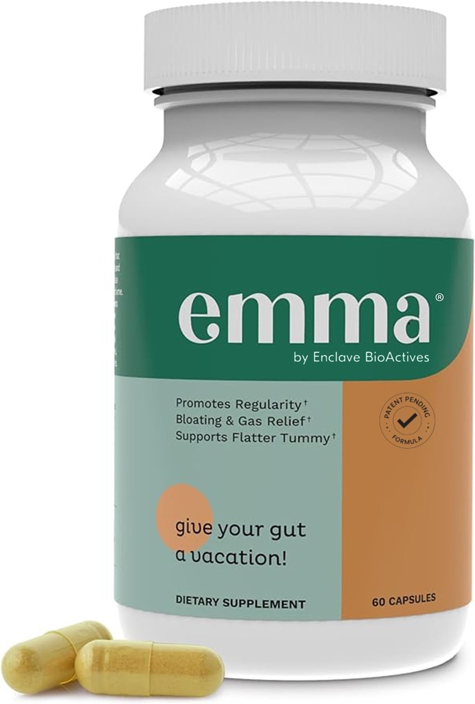 Emma Gut Sanatate - gaz si baleiaj Relief, constipație, Leaky Gut Repair - Gut Cleanse & Restaurare Digestion - Regulează mișcarea Bowel. Probiotice şi alternative laxative, 60 capsule