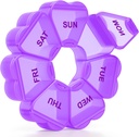 Organizator de pastile săptămânale mari, cutie de pastile 7 zi, KAPENS Daily Vitamina Caz Compartimente de capacitate mare, Containere pastile pentru suplimente de medicamente ulei de pește, violet