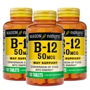 Mason Natural Vitamina B12 50 mcg cu calciu, 300,Day Suppliment, Dieta pentru a sprijini nivelurile de energie naturală, 100 comprimate (Pachet de 3)