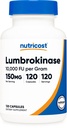Nutricost Lumbrokinază Capsule 150 mg (120 capsule) - Gluten-free, Vegan, fără OMG-uri