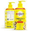 PetJesty Pure Omega 3 Ulei pentru câini și pisici 26.39oz - Omega 3 Skin & Coat- Supplement alimentar lichid pentru animale de companie - Vegan animale de companie + DHA pentru funcția comună, Imune & Heart Health, Non Fish Oil Dog și Cat