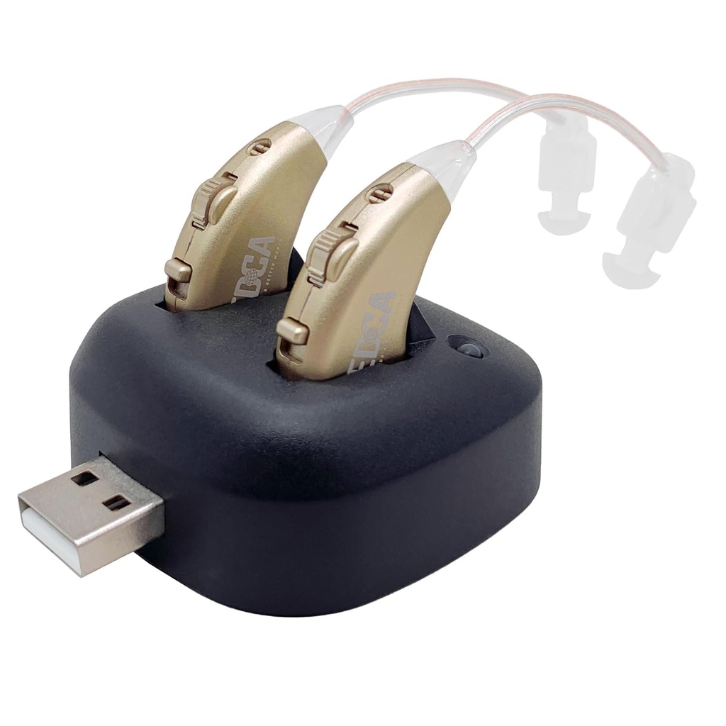 Amplificatoare de auz digital - Amplificator de sunet personal BTE cu USB Dock - Aur Premium în spatele urechii amplificator de sunet - de NewEar