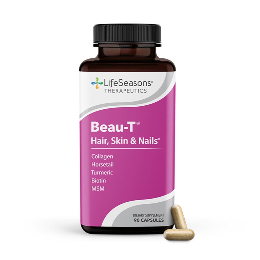 LifeSeasons Pausitivi-T cu îngrijire a pielii Beau-T & Ageless - Menopause Supplement - Relief pentru Flashuri fierbinți, Hormone Imbalance & Transpirații de noapte - Sage, Chasteberry, Soy Isoflavones & Black Cohosh