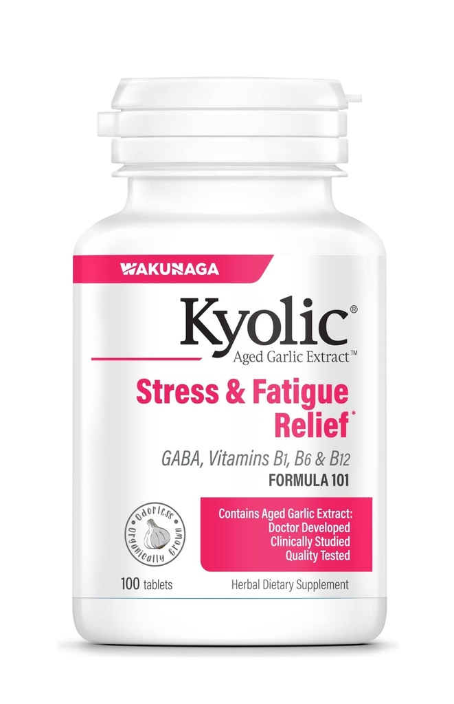 Kyolic Aged Usturoi Extract Formula 101, Stres și Oboseală Relief, 100 comprimate.
