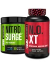 Fabrica Jacked Nitrosurge Pre-workout în zmeură albastră și N.O. XT oxid de azot Booster pentru bărbați și femei