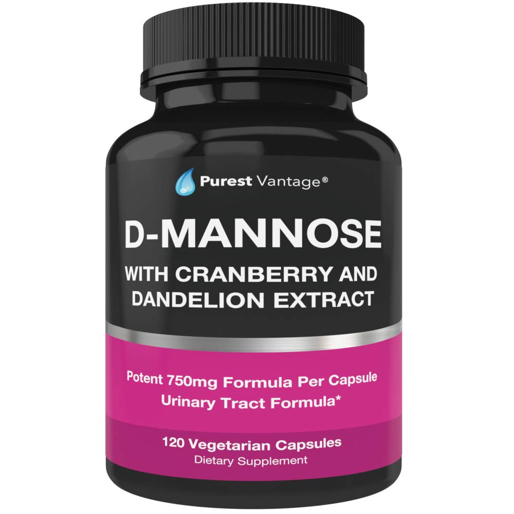D Capsule manoză cu 600 mg D- Manose pulbere per capac - cu adaos de cranberry și extract de păpădie pentru a ajuta în vezica urinară, tract urinar și UTI suport - 120 Veggie Caps