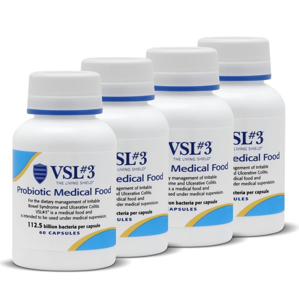 Probiotice VSL #3® pentru sanatate digestiva, IBS & UC Simptome - 112.5B CFUs, Putere ridicata, Multi-Tren, Live, Frigider Probiotic, Alimente Medicale pentru Sanatate Ingrijita la Bărbaţi şi Femei, 240 Capsule