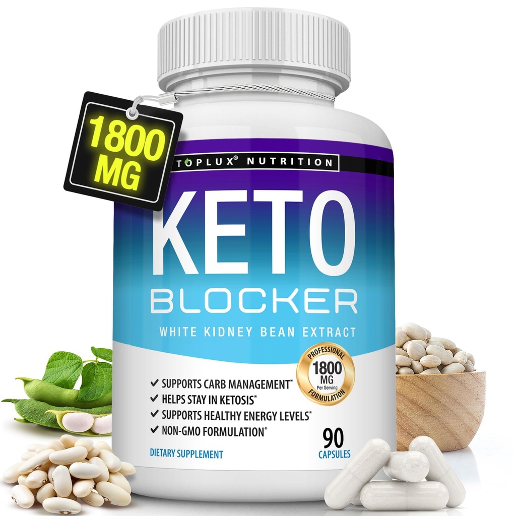 Toplux Keto Blocker pastile Extract alb de rinichi - 1800 mg naturale Ketoza, suport Keto Diet, pentru bărbați Femei, 90 capsule, supliment