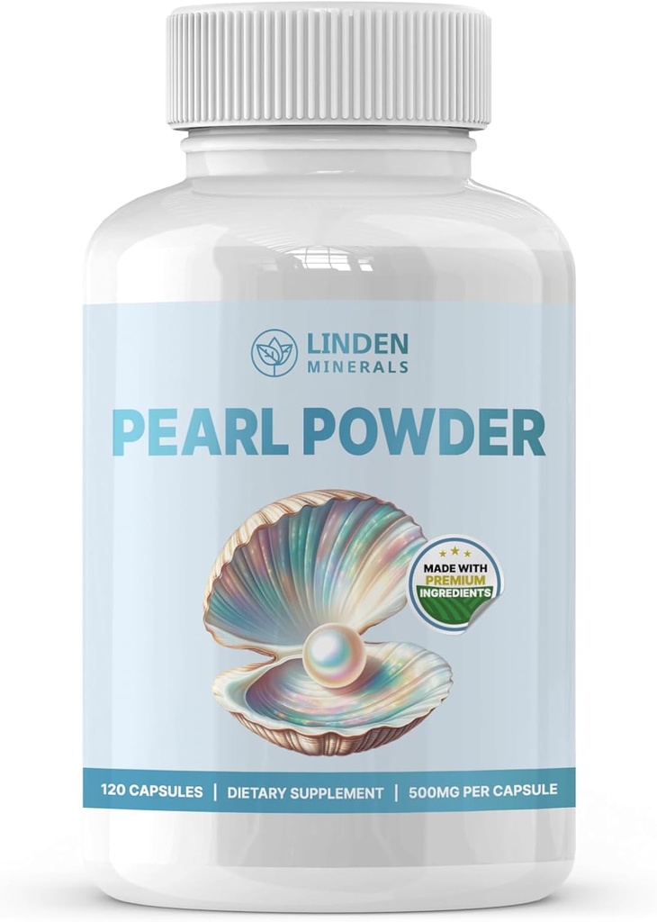 Pearl Powder Supliment 500mg, 120 capsule - Sursa naturală de calciu și aminoacizi, Antioxidanți anti-Agging pentru îngrijirea pielii, Non-GMO