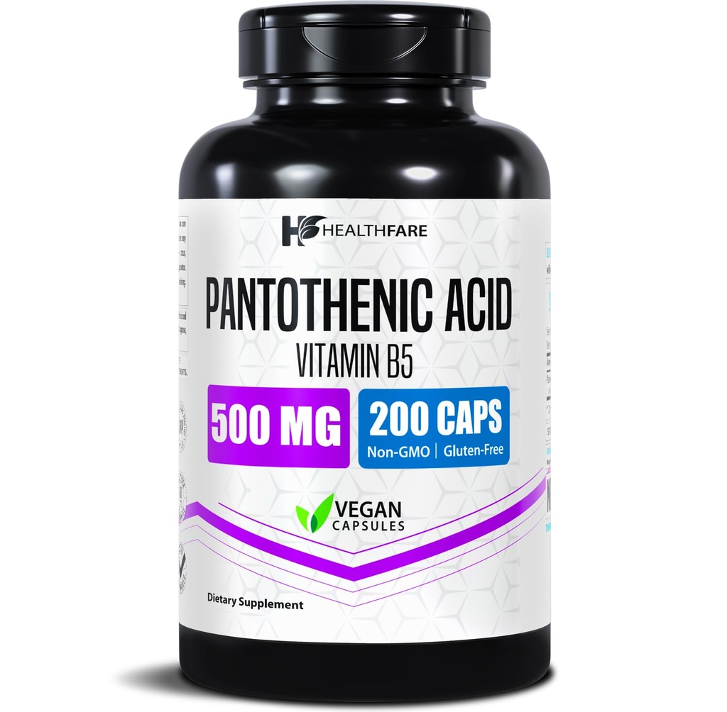 Healthfare Pantotenic Acid 500mg Vitamina B5 Supliment 