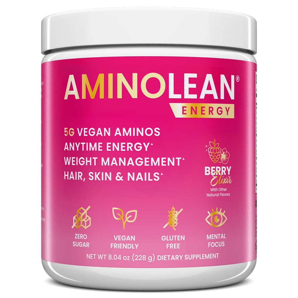 RSP NUTRITION AminoLean Pre Antrenament, Energie curată fără Jitters, Tingles sau Crash, Vegan prietenos cu adăugat Biotina pentru păr, piele, unghii, Berry Elixir, 30 Serviri