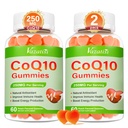 2 Pack CoQ10 Gumries 250 mg, Plus Omega-3, Magneziu, Vitamina B12 pentru energie celulară, Brain & Antioxidant, 5X Coenzima de absorbţie mai bună Q10 Supliment - 120 Cts