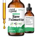 Fierăstrău sălbatic și organic Palmetto Tincture - Saw Palmetto Extract Supliment pentru bărbați și femei - praf lichid pe bază de picături - Serenova Repens Berries - Vegan, Zahăr și alcool-Free - 4 fl oz