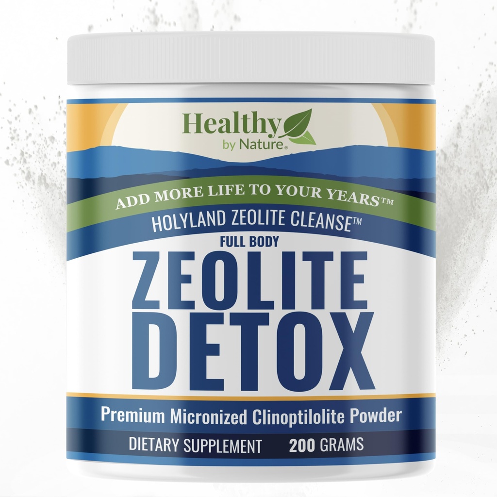 HolyLand Zeolite Cleanse - Zeolite Detoxifiere Pulbere (7,05oz 200 Gram) - Clinoptilolit natural activat - Micronizat 0-25 - Detoxifiere completă pentru femei, Bărbați - Sprijină Energie, Focus, Imunitate, Sănătate Gut