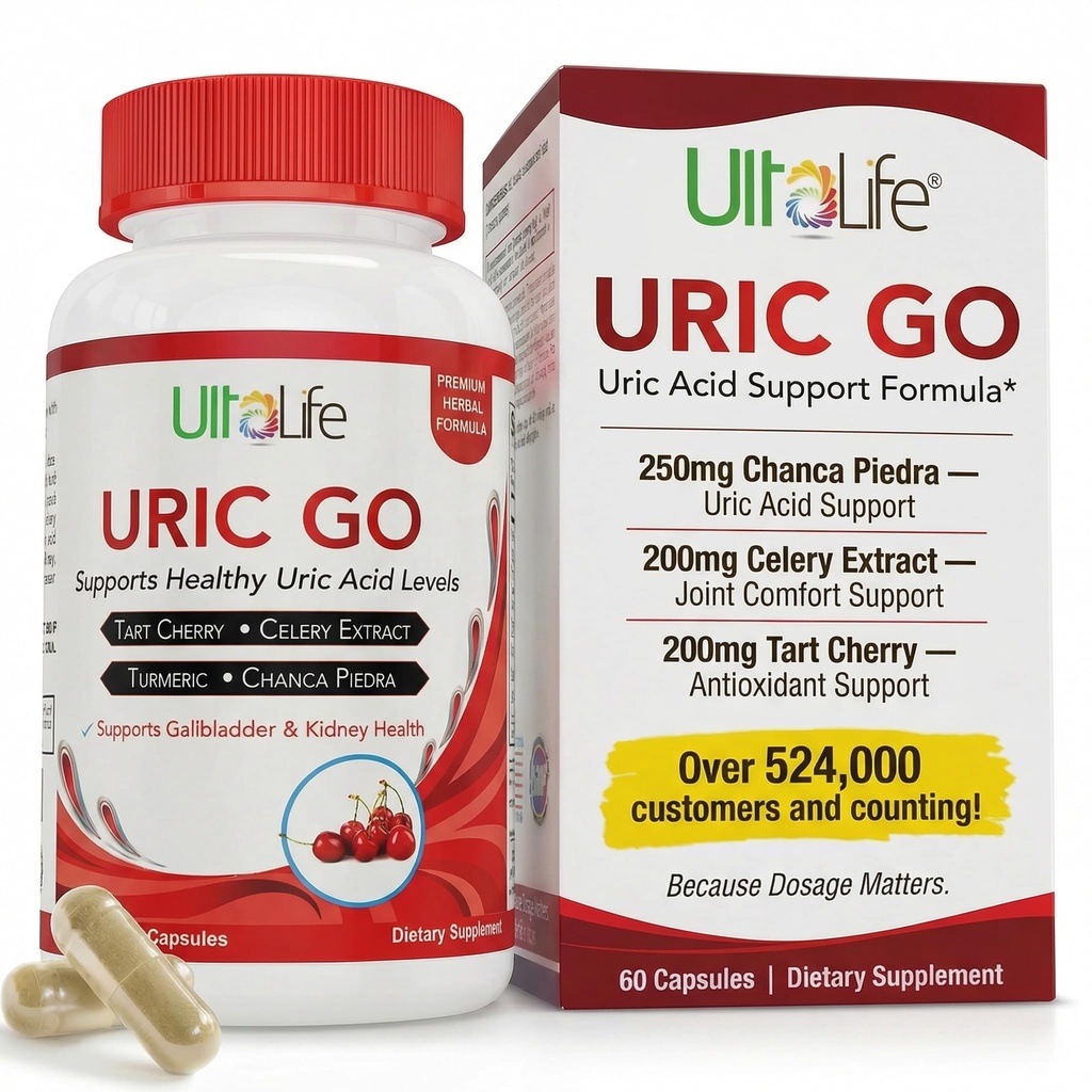 #1 Uric Acid Cleanse Supplement for G.O.U.T - Natural Rinichi Cleanse Detox Formula Chanca Piedra, Seminte de telina, Tart Cherry, Cranberry, rodie, Turmeric, Vegan Non-GMO 60 Capsule