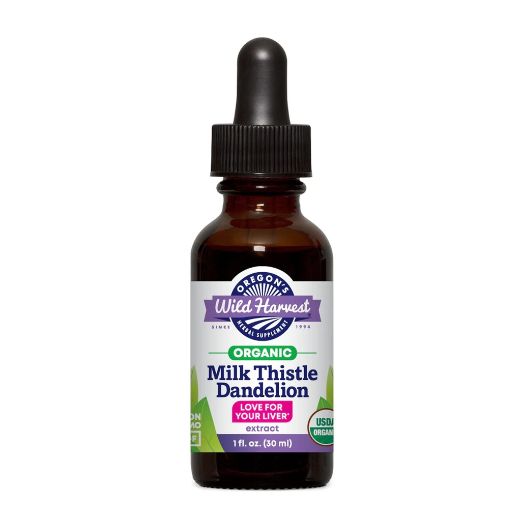 Oregon Wild Harvest Milk Thistle Dandelion Extract organic, 1 Ounce lichid