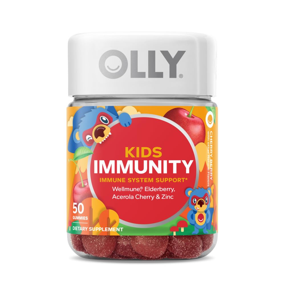 OLLY Kids Sleep & Imunitate Gummy, Melatonina, Wellmune, Elderberry, 50 Count