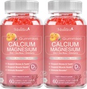 1200mg Gume de calciu cu D3,K2,Zinc - Complex de plante de calciu de magneziu Supliment cu glicinat,Potasium,Vitamina C & Whole Natural Food pentru Bone & Immune Support- 120 Chewable Gummy Sugar-Free