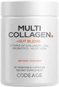 Codeage Multi Colagen + Gut Blend Supliment - Digestive Probiotice, DGL Licorice, Aloe Vera, Organic Peppermint Leaf, Slippery Elm - Hidrolyzed bovine Collagen pastile - Non-GMO - 90 capsule