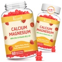 2 pachet de gume de calciu cu magneziu, zinc, vitamina D3 & B12, Suplimente de calciu pentru femei, Oase de sprijin, mușchi și imunitate, 120 Vegan aroma de zmeură Gummie