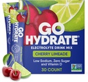 GoHydrate Low Sodium Electrolits Powder Packets Zahăr - Hydration Daily Drink Mix - Zero Sugar Water Flavor Packet Single cu vitamina D - (Cherry Limeade, 30 Packs)