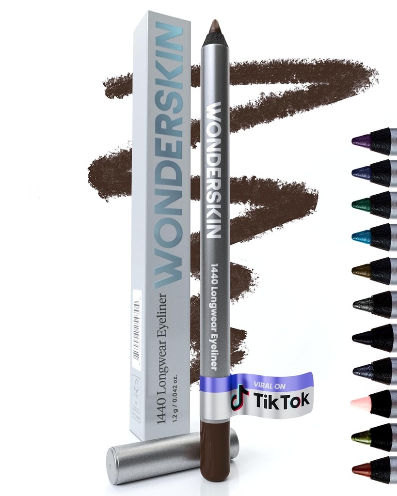 Wonderskin Eyeliner Pencil, 1440 Longwear Brown Eyeliner Pencil - Proof impermeabil, Sharpenable & Smudge