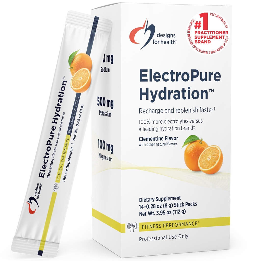 Design-uri pentru sănătate ElectroPure Hidratare Pachete, Clementine Aroma - Electroliti Pulbere cu vitamina C, magneziu, zinc, și Potasiu - cu Stevia și îndulcitor de fructe Monk (14 Stick Packets)