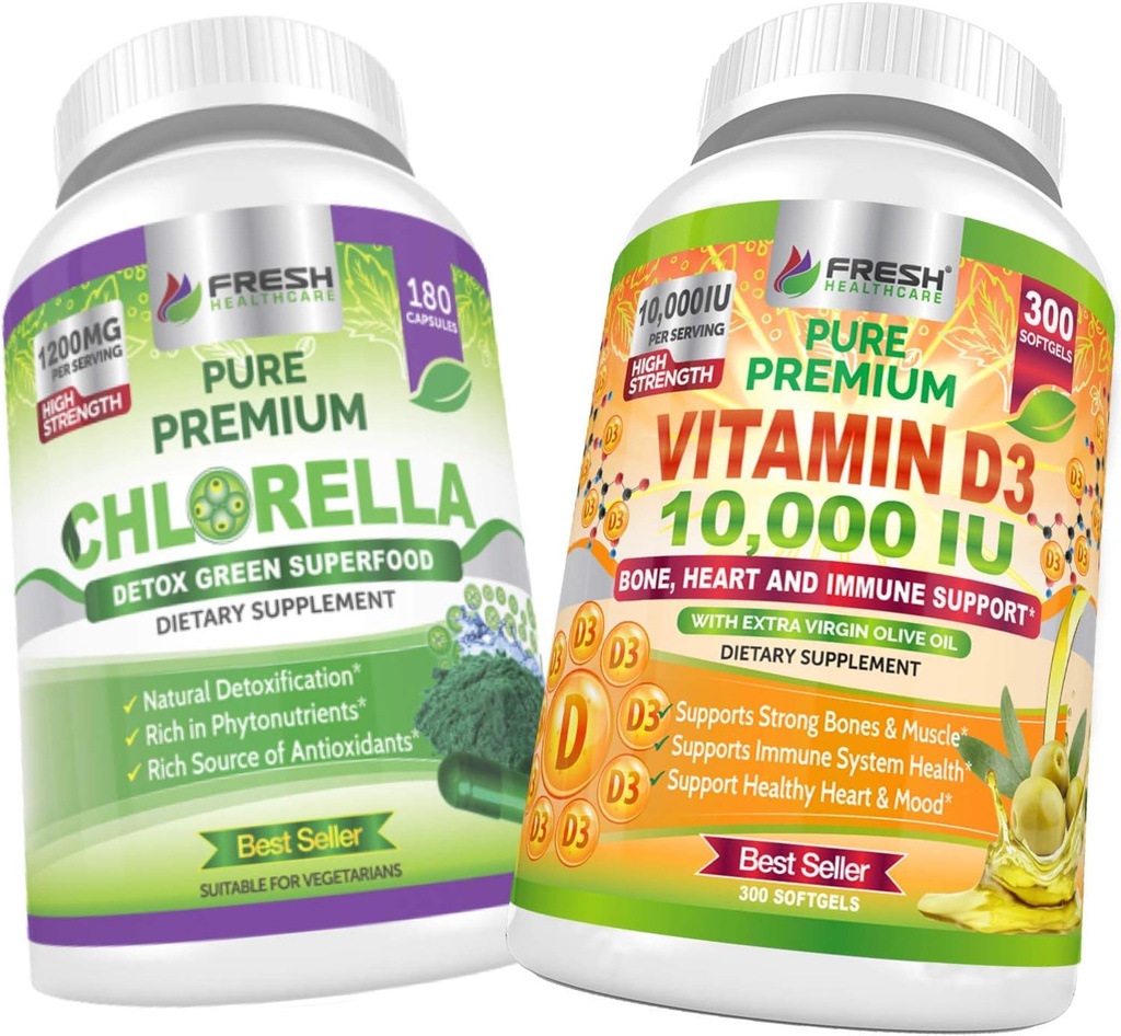 Clorella şi vitamina D3 10000 UI - Bundle