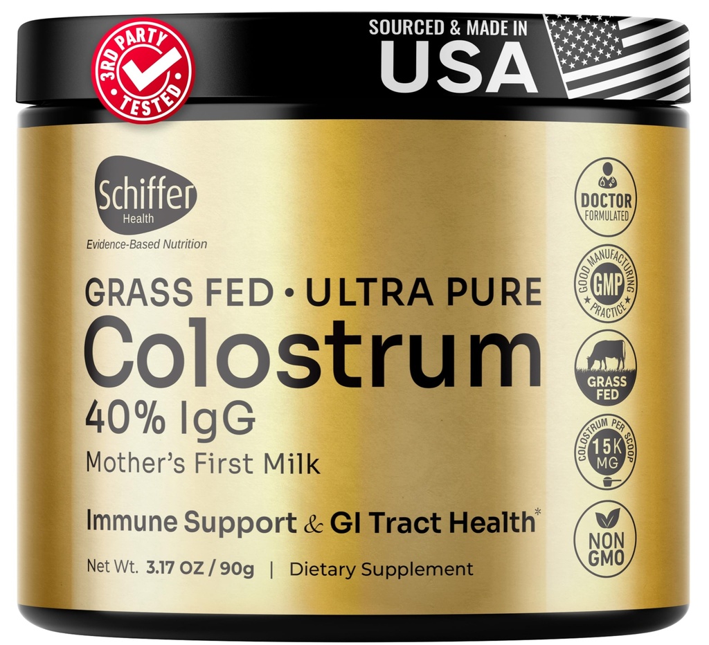 Premium Colostru Suplimentul superior IgG pentru sanatate gutoasa, Suport Imun si Superfood de recuperare, Anti-Vârstă - Pudră pură de iarbă-Fed